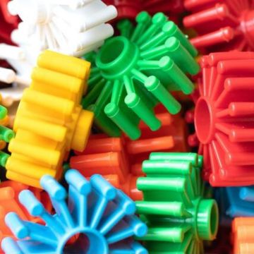 Colourful gear toys for construction and building for creativity and imagination